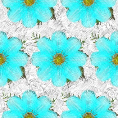 Dağınık tarzda çiçek çizim, grungy arka plan.