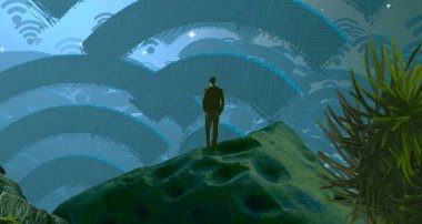 yeşil gökyüzü ile noel ağacı