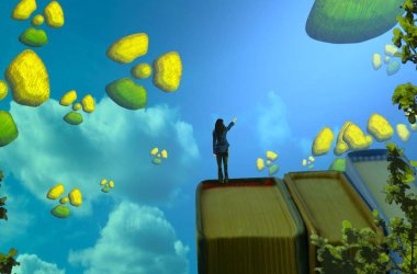 Yaz ve yeşil gökyüzü