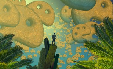 Yeşil yapraklı pürüzsüz desen