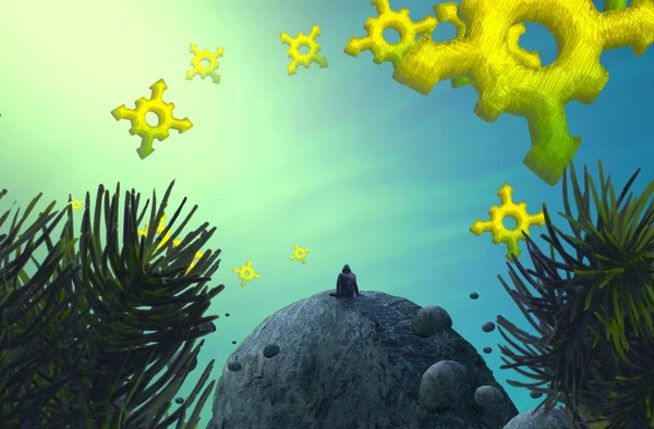 Tropikal bir arka planda vahşi bir kuş