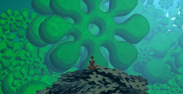 Soyut renkli arka plan, hayal gücü kavramı insan silueti.