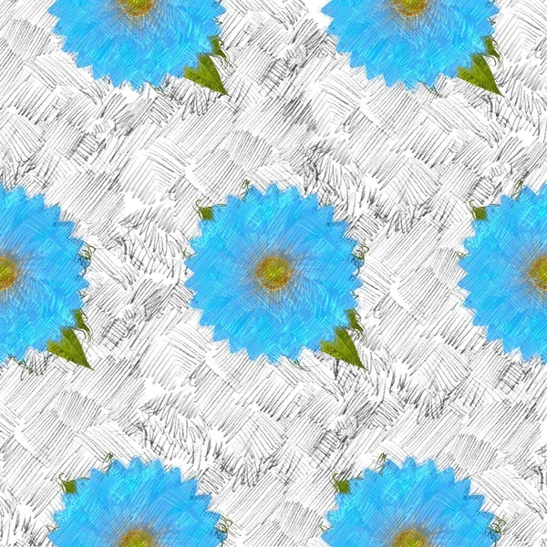 Bunte Und Blaue Blumen Auf Dem Hintergrund — Stockfoto