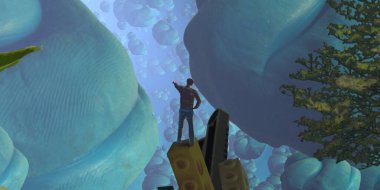 suluboya ve mavi arka plan