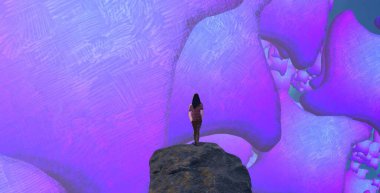 Soyut renkli arka plan, hayal gücü kavramı insan silueti.