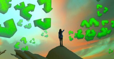 Yeşil ağaç ile soyut arkaplan