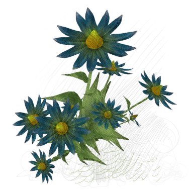 Beyaz arka planda izole dağınık grungy çiçekler