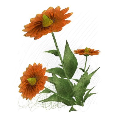 Beyaz arka planda izole dağınık grungy çiçekler