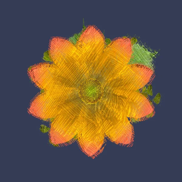 Chaotisch Grungy Blume Auf Schäbigen Hintergrund — Stockfoto