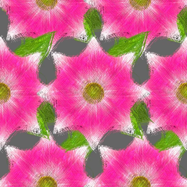 Floral Drawing Messy Style Grungy Background — Stock Photo, Image