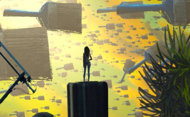 bir masa üzerinde çalışan kadın