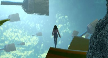 Sahilde oturan adam.