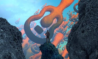 Soyut renkli arka plan, hayal gücü kavramı insan silueti.