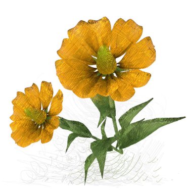 beyaz zemin üzerine suluboya çiçek