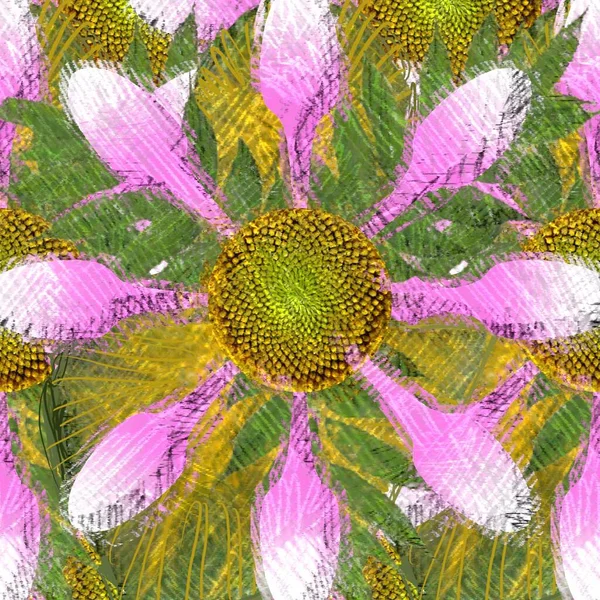 Dessin Floral Dans Style Désordonné Fond Grunge — Photo