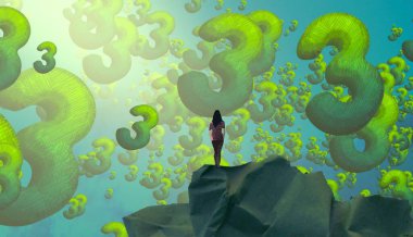 Soyut renkli arka plan, hayal gücü kavramı insan silueti.