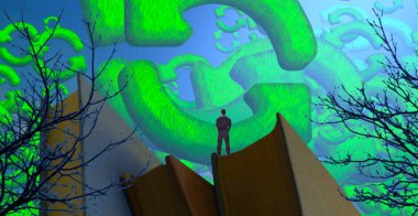 Soyut renkli arka plan, hayal gücü kavramı insan silueti.