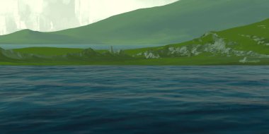 Guaj veya akrilik boyalar ile çizim dağların Manzara