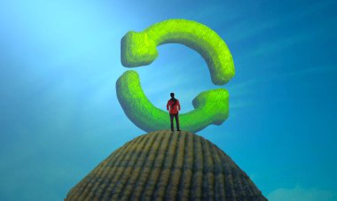 Soyut renkli arka plan, hayal gücü kavramı insan silueti.