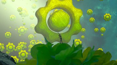 yeşil yaprakları ile güzel küçük kız