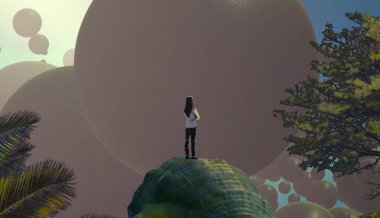 yeşil ağaç ile kadın