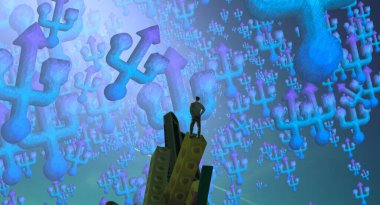 el ve mavi arka plan