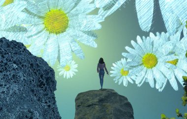 bir plajda güzel çiçekler