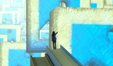 mavi bir oda soyut iç