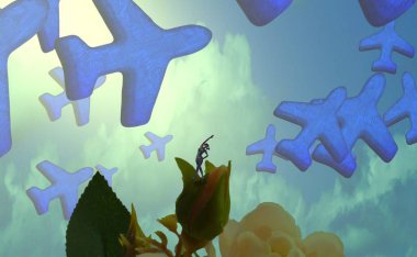 Soyut renkli arka plan, hayal gücü kavramı insan silueti.