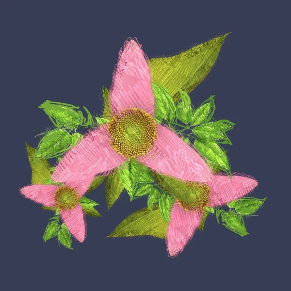 Брудні Гранжеві Квіти Бурхливому Фоні — стокове фото