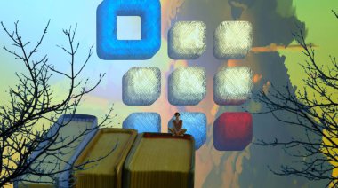 renkli ve sarı arka plan