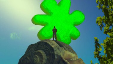 Soyut renkli arka plan, hayal gücü kavramı insan silueti.