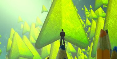 Yeşil arka planda sarı laleler