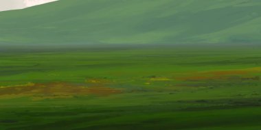 Guaj veya akrilik boyalar ile çizim dağların Manzara