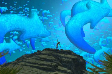 Soyut renkli arka plan, hayal gücü kavramı insan silueti.