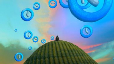 Soyut renkli arka plan, hayal gücü kavramı insan silueti.