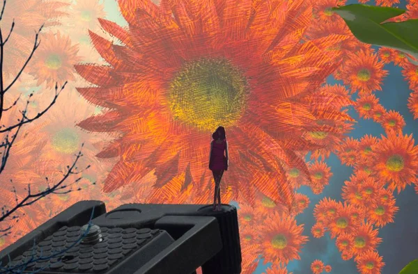 花とヴィンテージの背景 — ストック写真