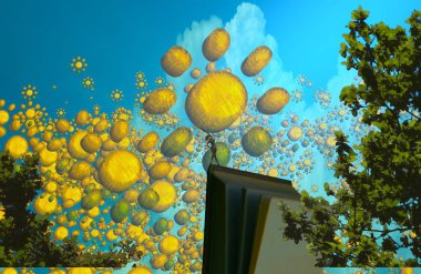 Noel ağacı ve mavi gökyüzü