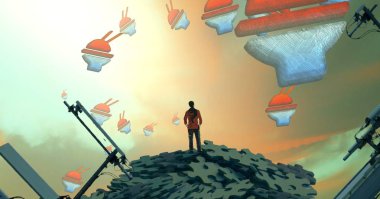 Şemsiyeli genç kadın