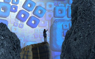 bir tablet kullanan kadın