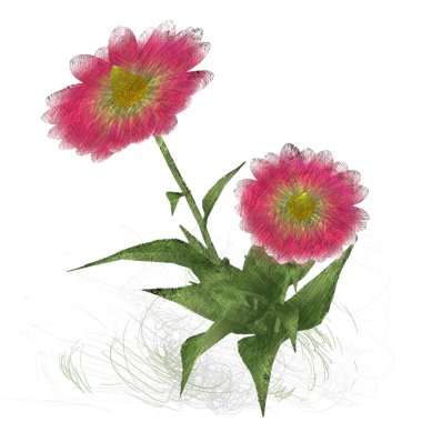 Beyaz arka planda izole dağınık grungy çiçekler