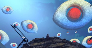 bir gökyüzü ile kamera