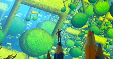 renkli ve yeşil arka plan