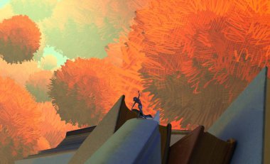 bir gökyüzü ile sonbahar manzara