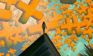 Soyut renkli arka plan, hayal gücü kavramı insan silueti.