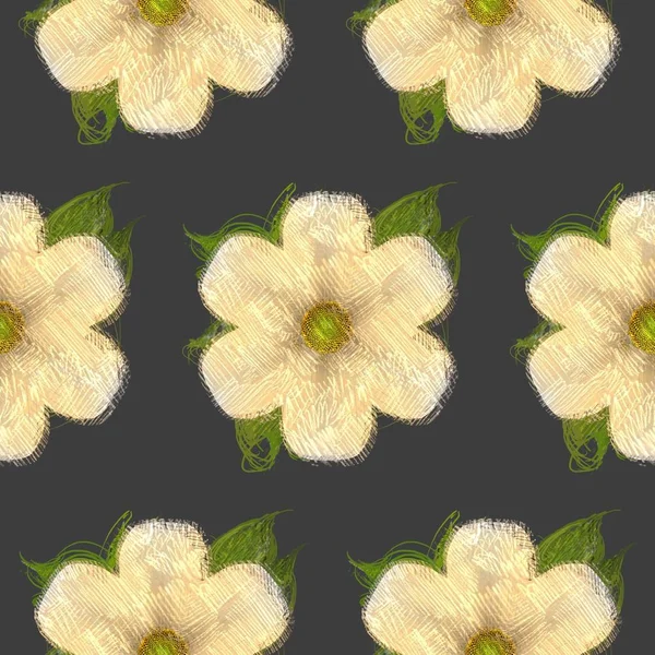 Floral Drawing Messy Style Grungy Background — Stock Photo, Image