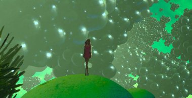 Yeşil ağaç ile soyut arkaplan