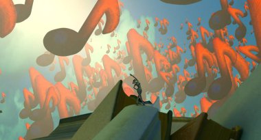 Soyut renkli arka plan, hayal gücü kavramı insan silueti.