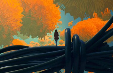 Güneş ile sonbahar manzara