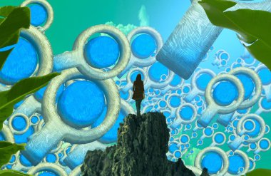 mavi ve yeşil ağaç